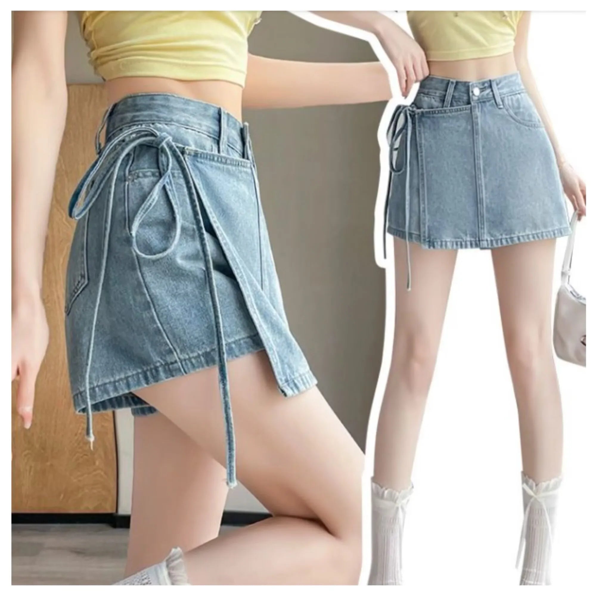 Summer A-line High-Waisted Women's Jean Shorts Fashion Casual Light Blue Denim Shorts Korean Vintage Ladies' style Hot Pants New