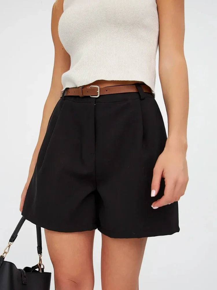 High Waist White Wide Leg Shorts for Women Loose Fit with Pockets Black Summer Casual Korean Vintage  Office Appropriate 2026